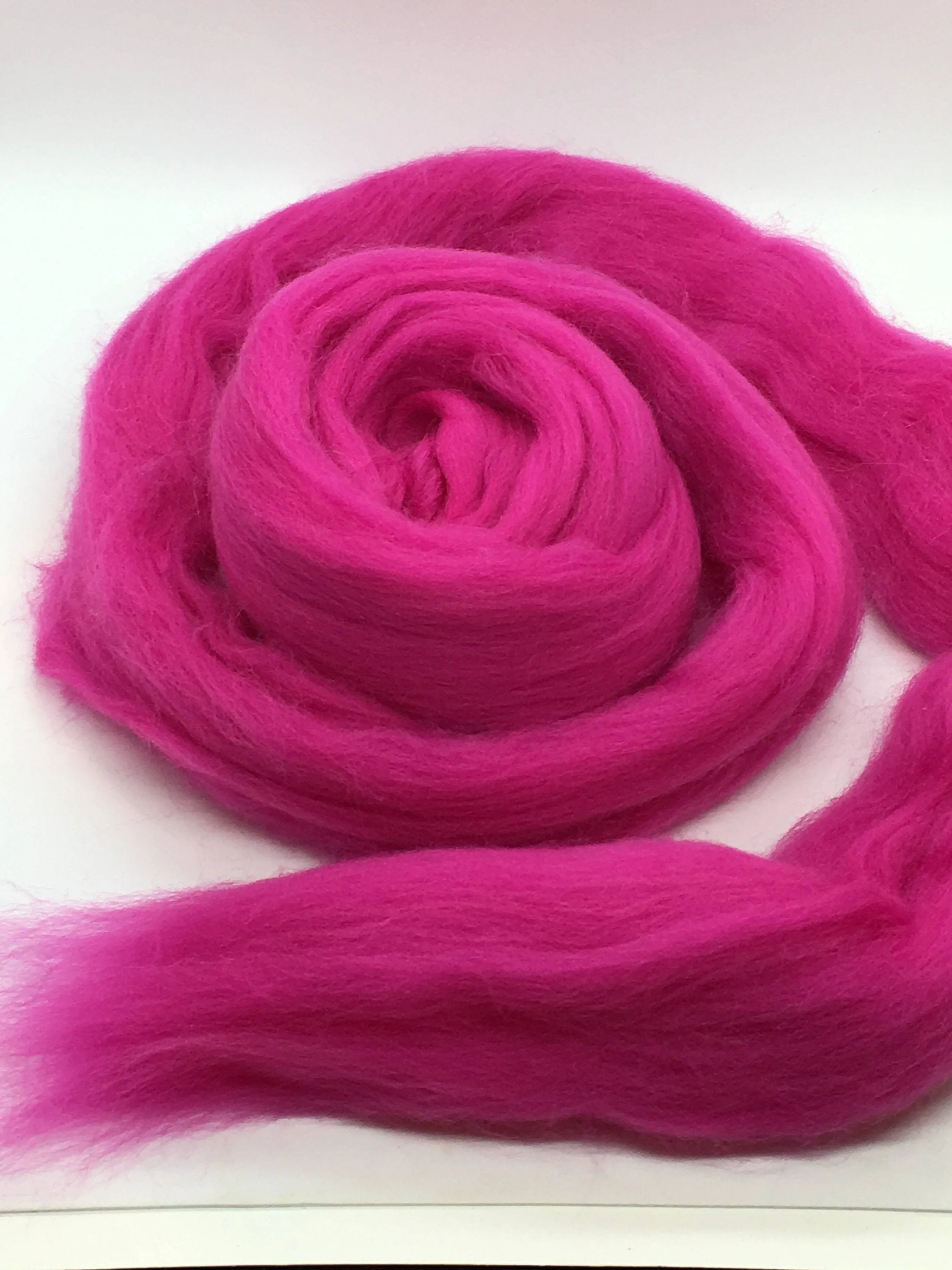 4 oz Hot Pink Merino Wool Top Roving Fiber, Wool for Spinning, wool for Felting , weaving wool, doll hair, Crafts USA -SALE! Shep's Wool
