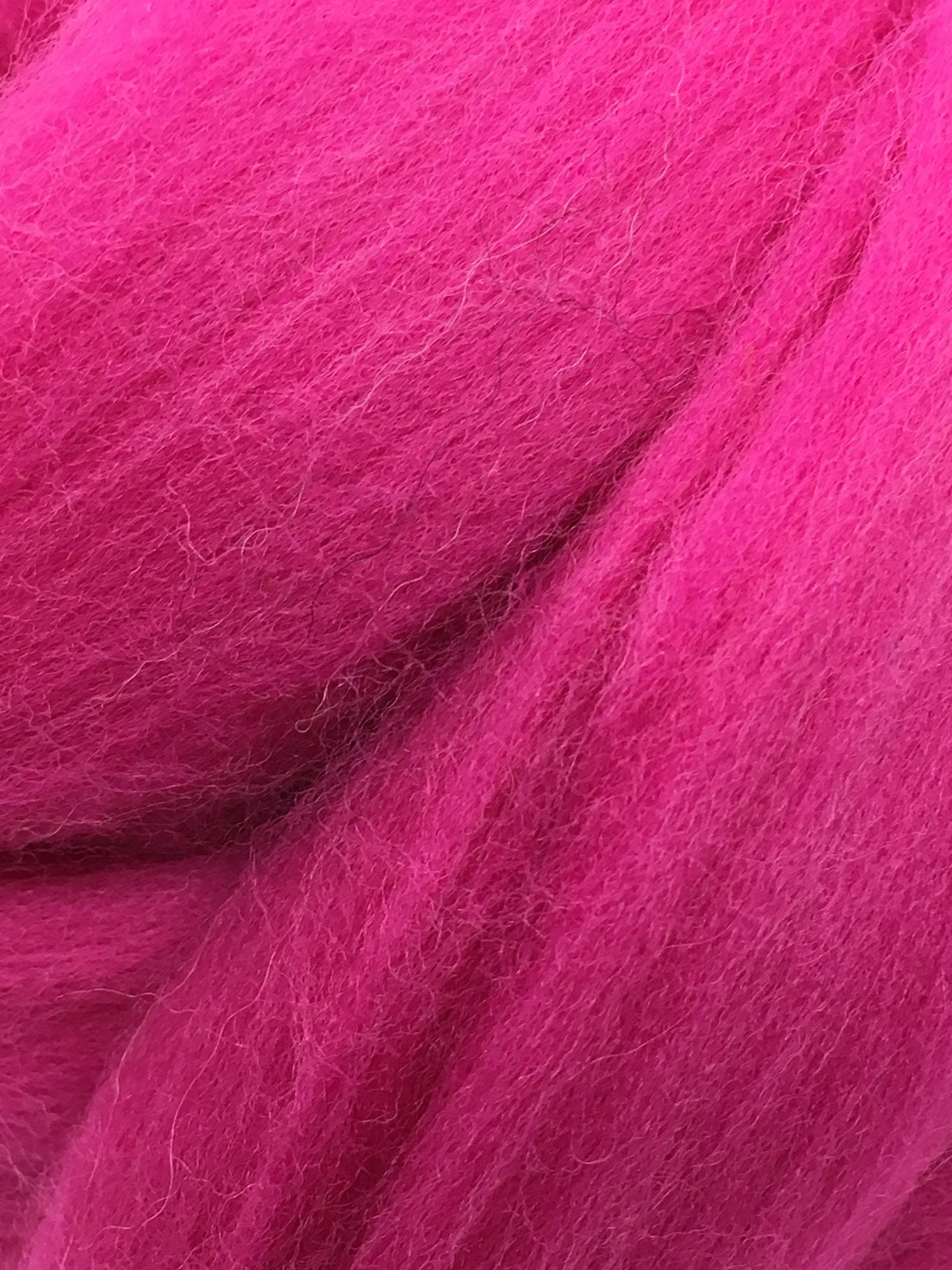4 oz Hot Pink Merino Wool Top Roving Fiber, Wool for Spinning, wool for Felting , weaving wool, doll hair, Crafts USA -SALE! Shep's Wool