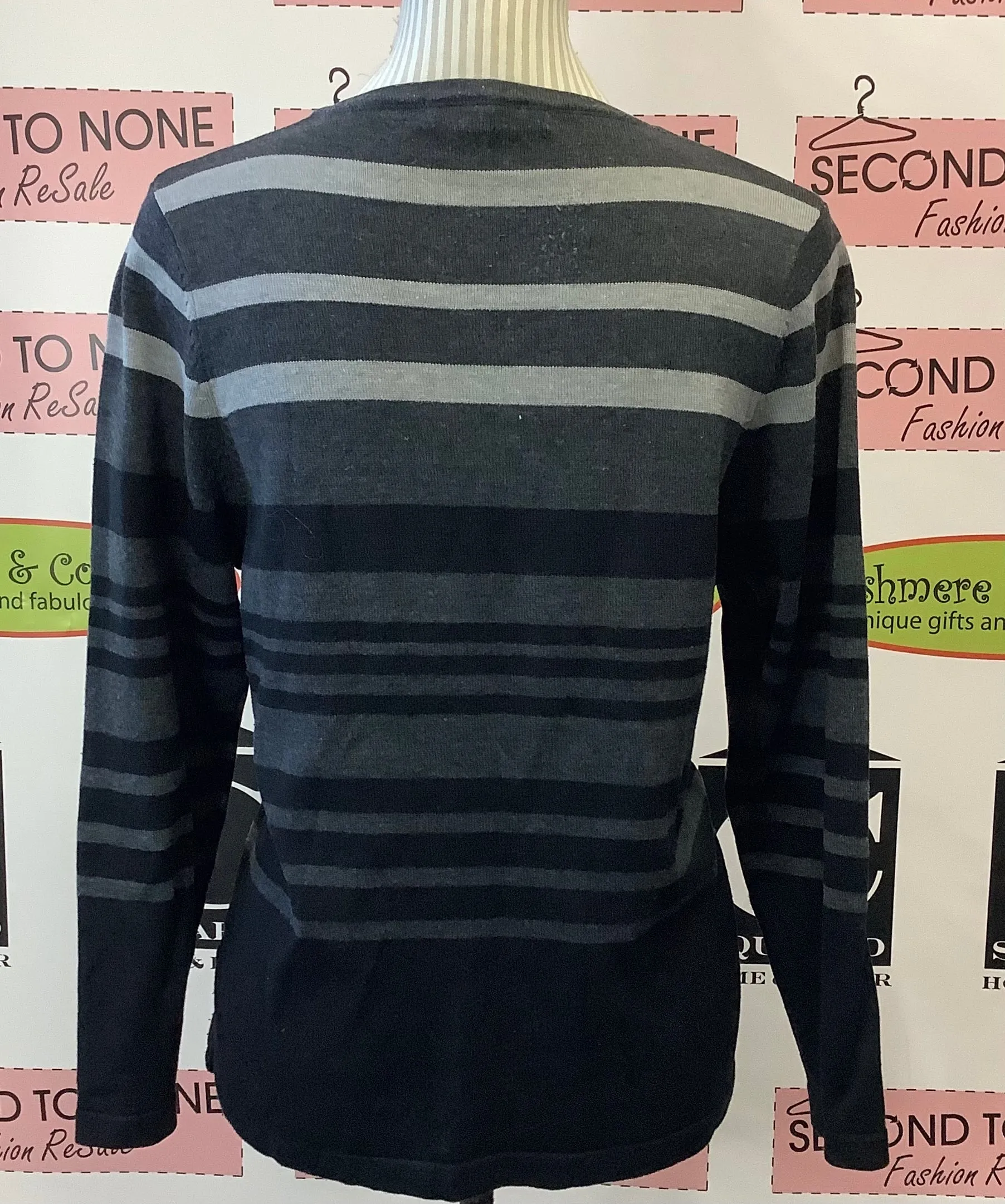 ALIA Studded   Striped Knit Top (Size M Petite)
