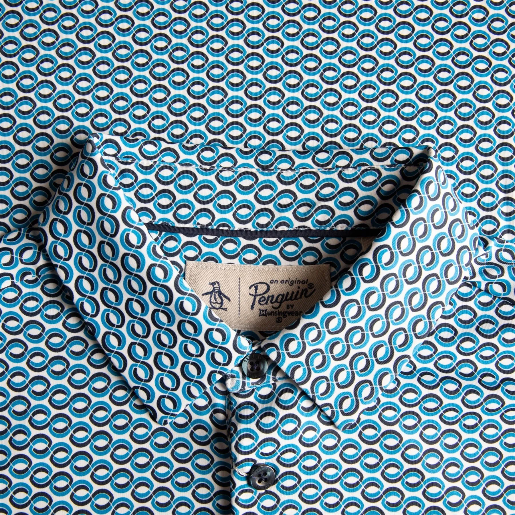 All Over Heritage Geo Print Golf Polo Mediterranian - AW23