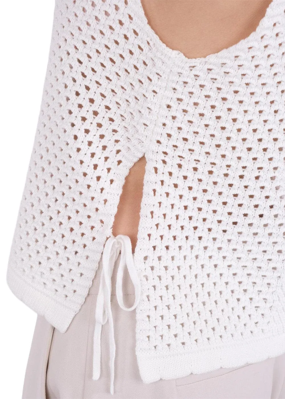 Aza Crochet Knit Top - Off White