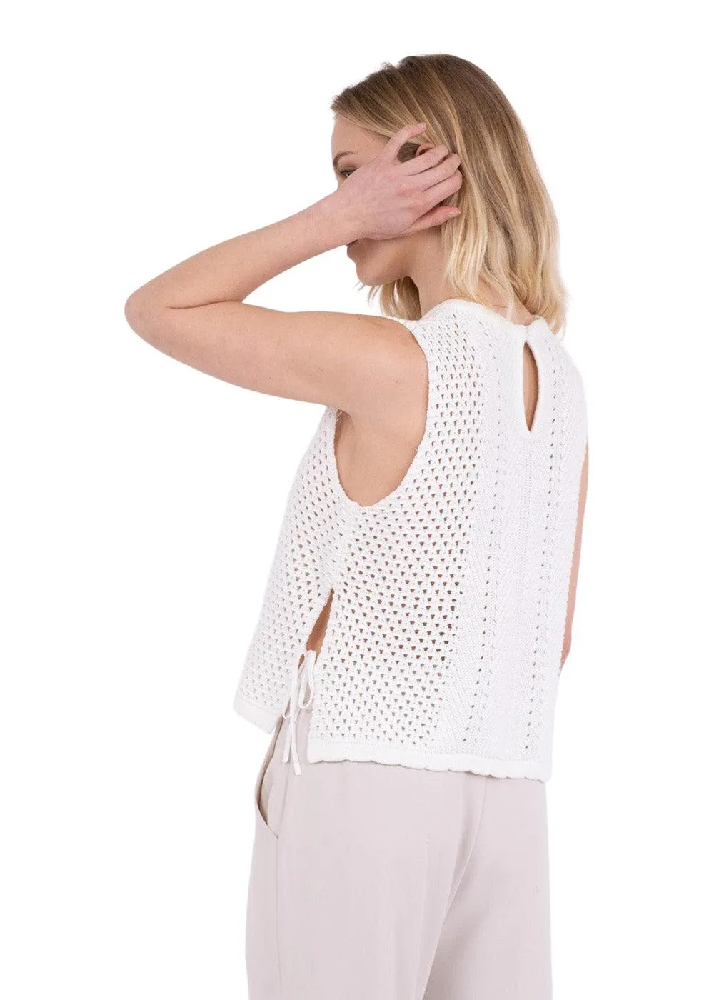 Aza Crochet Knit Top - Off White