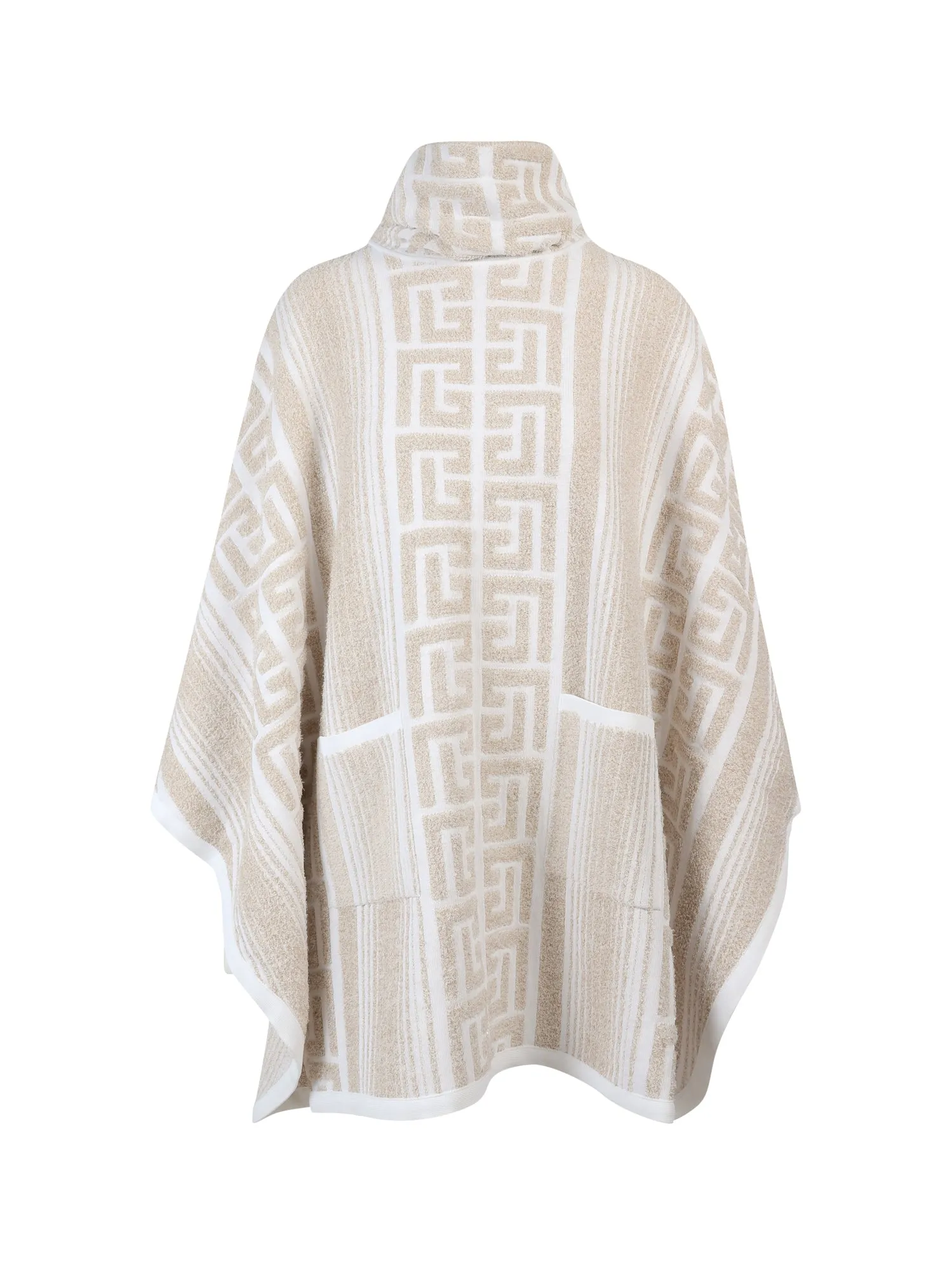 Balmain Monogram Pattern Roll-Neck Poncho