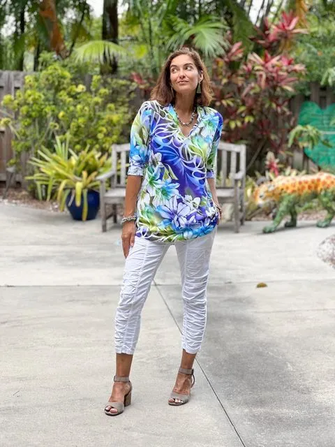 Batam Mandarin Top in Belles Fluer Blue