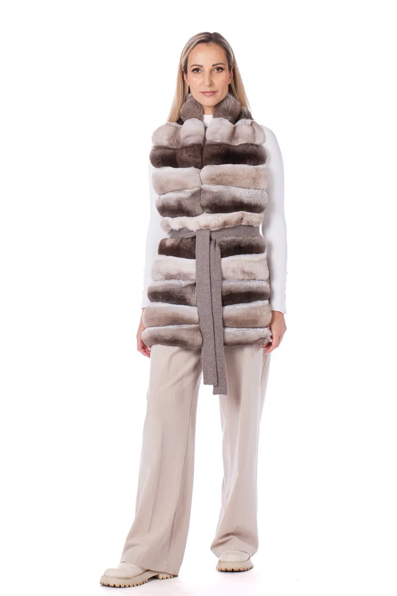 Beige Chinchilla Fur Stole