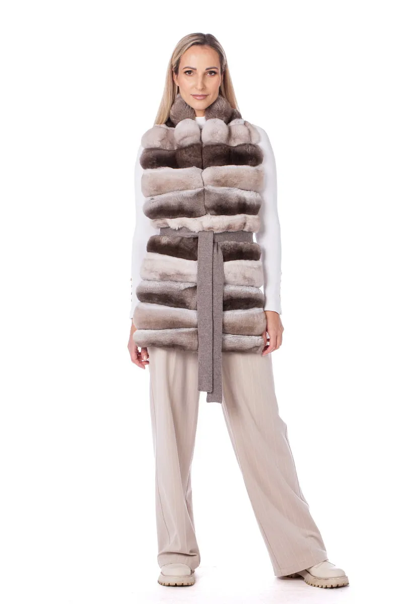 Beige Chinchilla Fur Stole