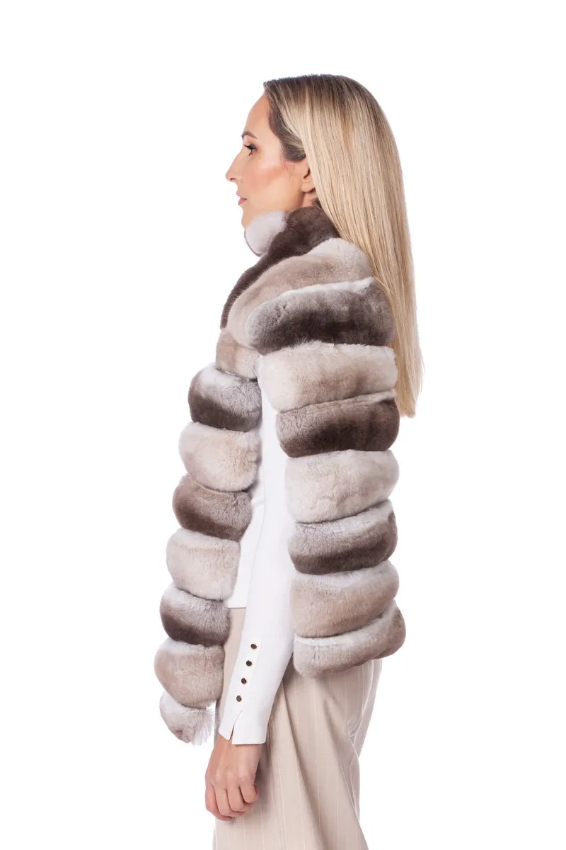 Beige Chinchilla Fur Stole