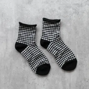 Black & White Gingham Socks
