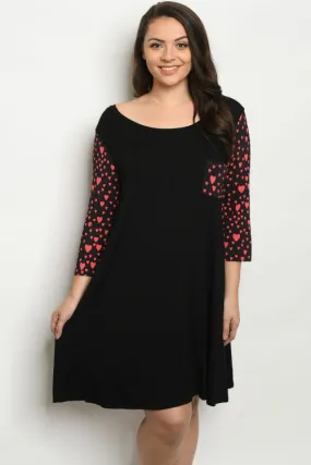 Black and Red Plus Size Tunic Dress