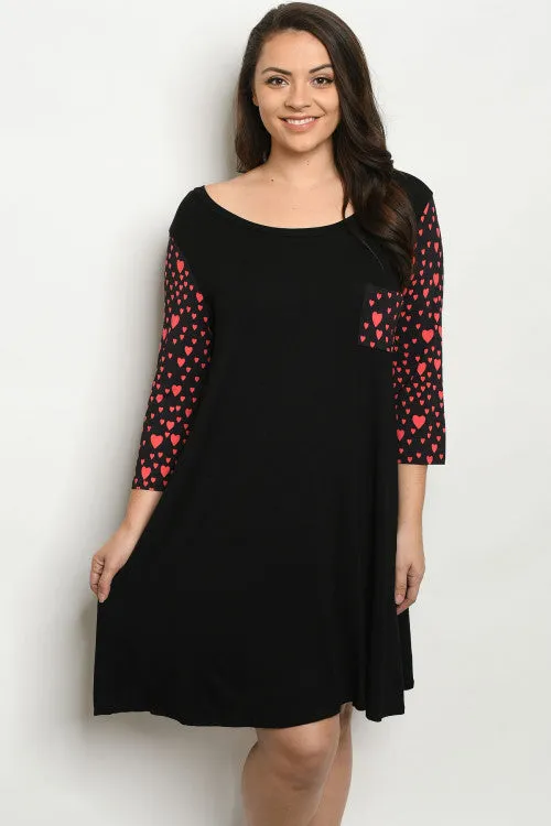 Black and Red Plus Size Tunic Dress