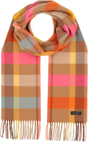 Check Plaid Cashmink Scarf-Camel