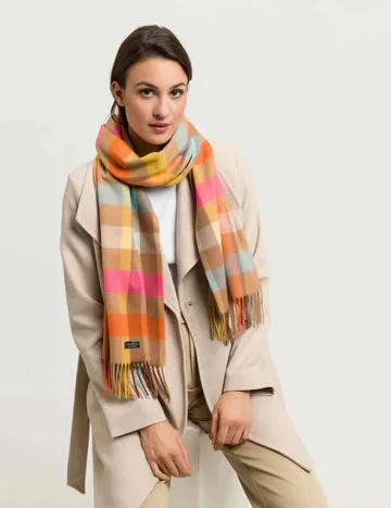 Check Plaid Cashmink Scarf-Camel