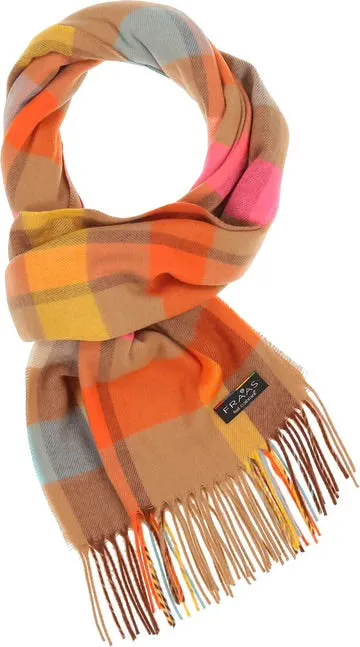 Check Plaid Cashmink Scarf-Camel