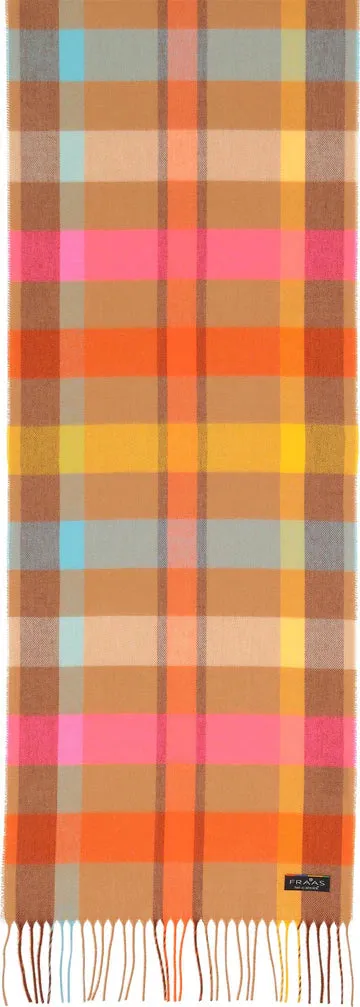 Check Plaid Cashmink Scarf-Camel