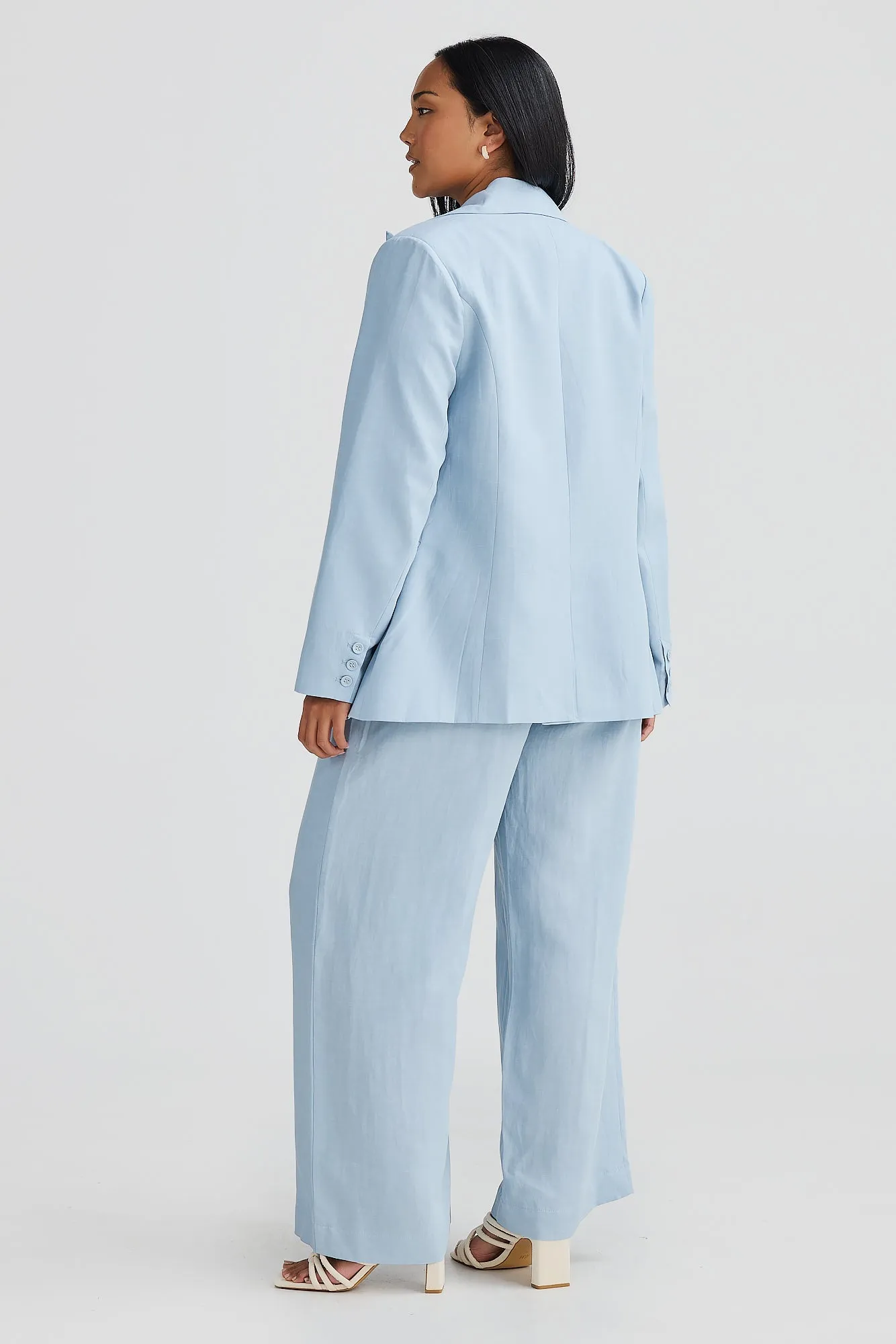Core Linen Tailored Blazer - Powder Blue