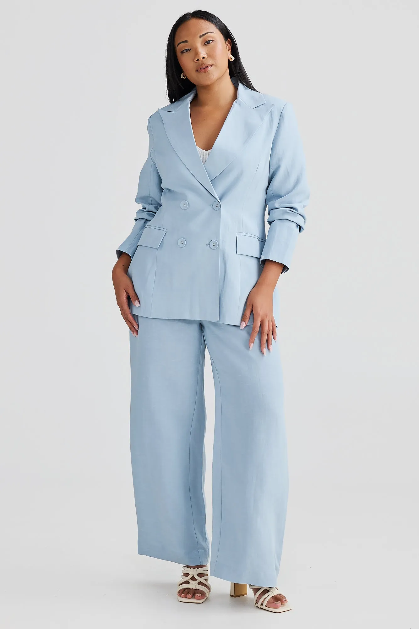 Core Linen Tailored Blazer - Powder Blue