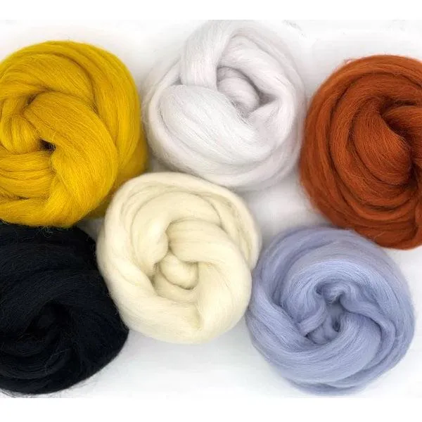 Corriedale Collection | Soothing Elements Bundle of Dyed Wool Tops | 150 Grams, 26 Micron