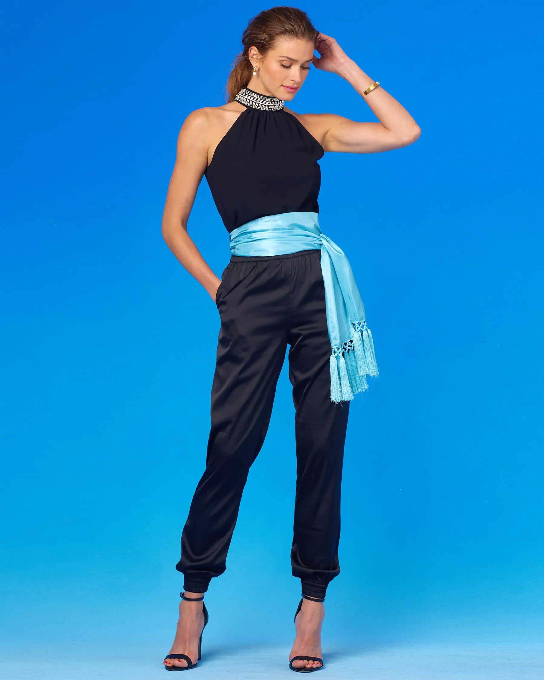 Cosima Sash Belt in Bermuda Turquoise