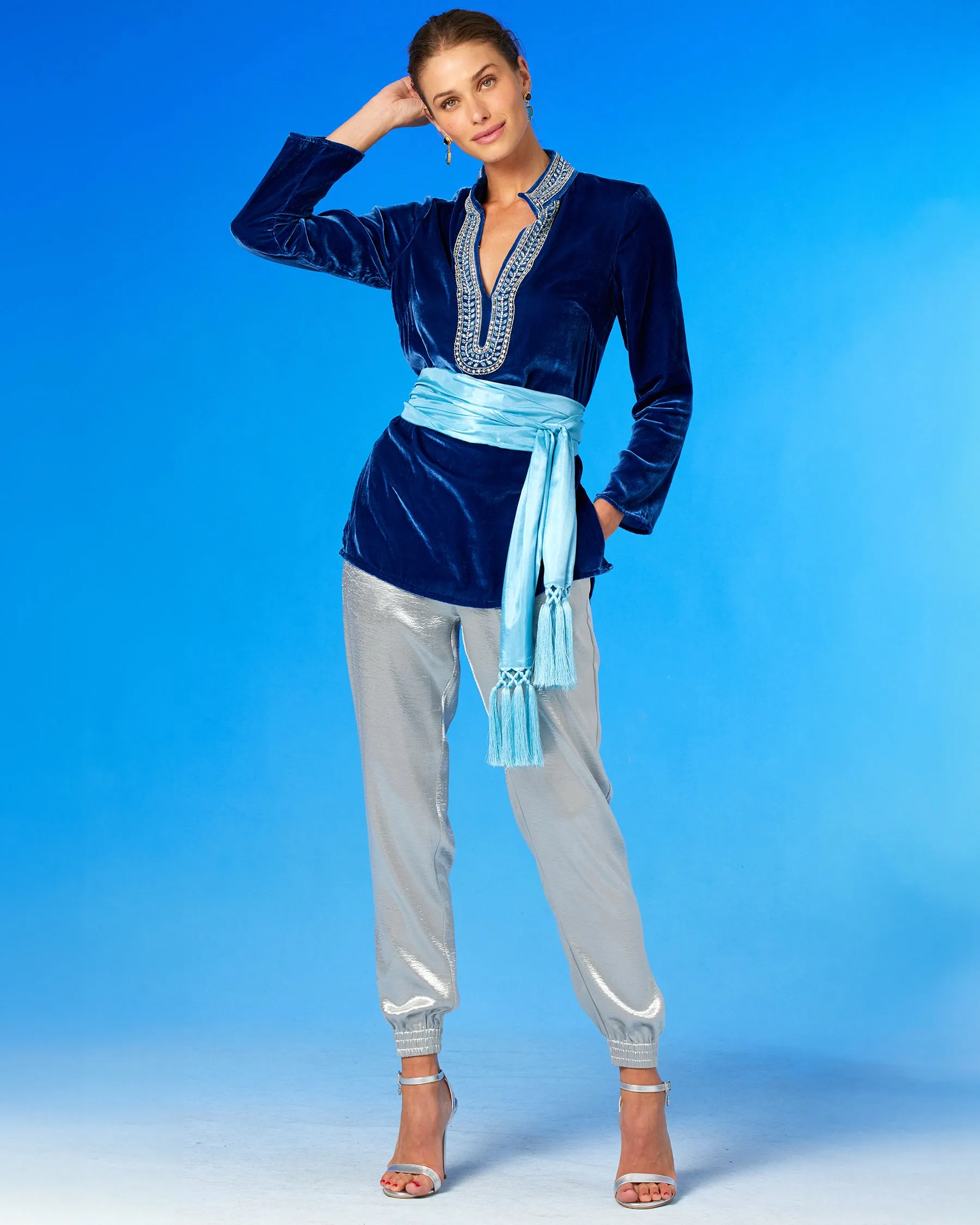 Cosima Sash Belt in Bermuda Turquoise