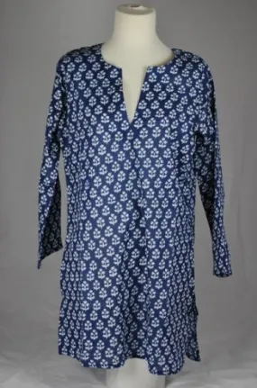 Cotton Tunic Top Navy Blue