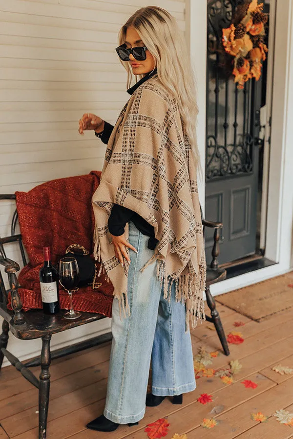 Cozy In Montauk Plaid Poncho