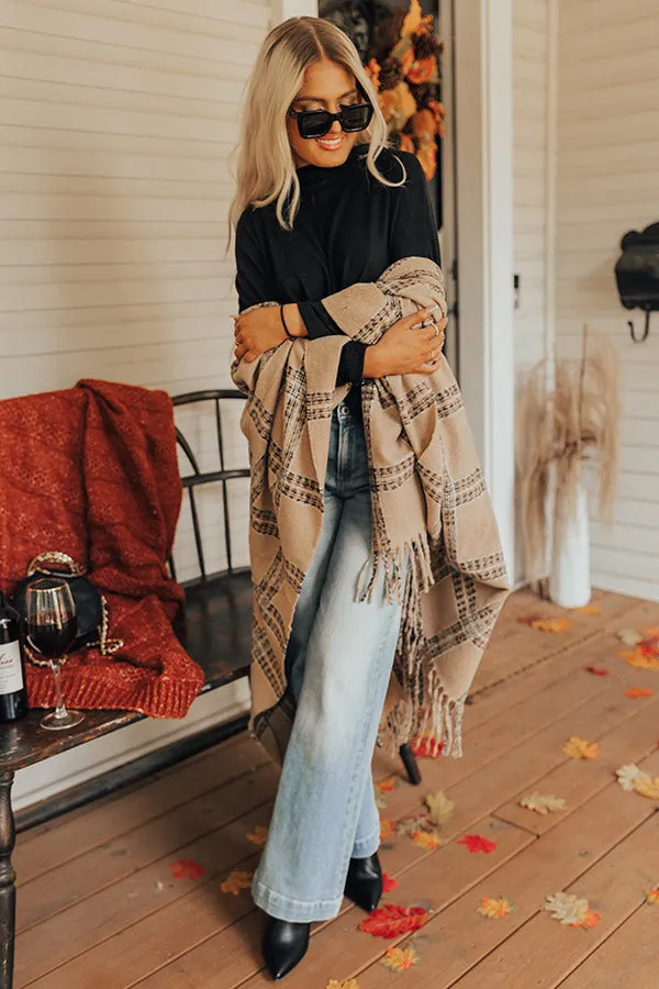 Cozy In Montauk Plaid Poncho
