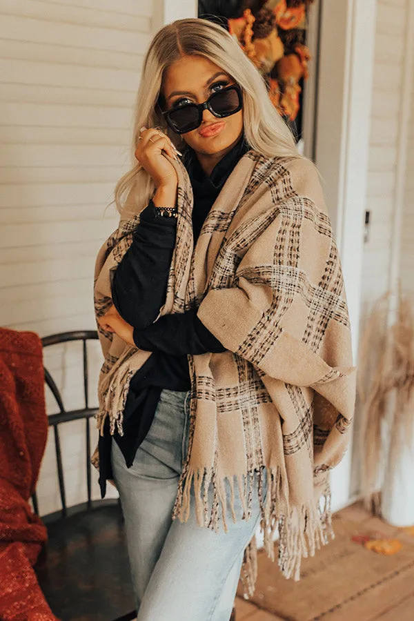 Cozy In Montauk Plaid Poncho