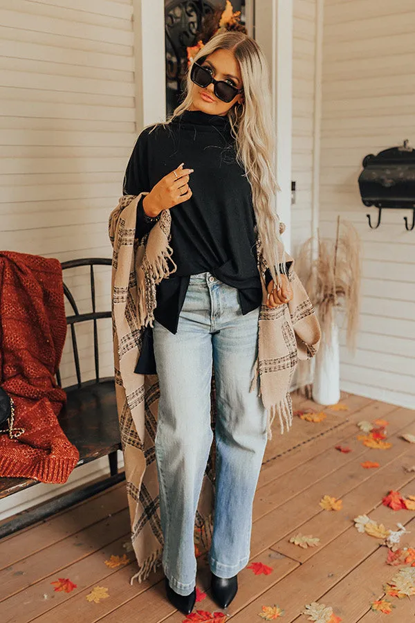 Cozy In Montauk Plaid Poncho