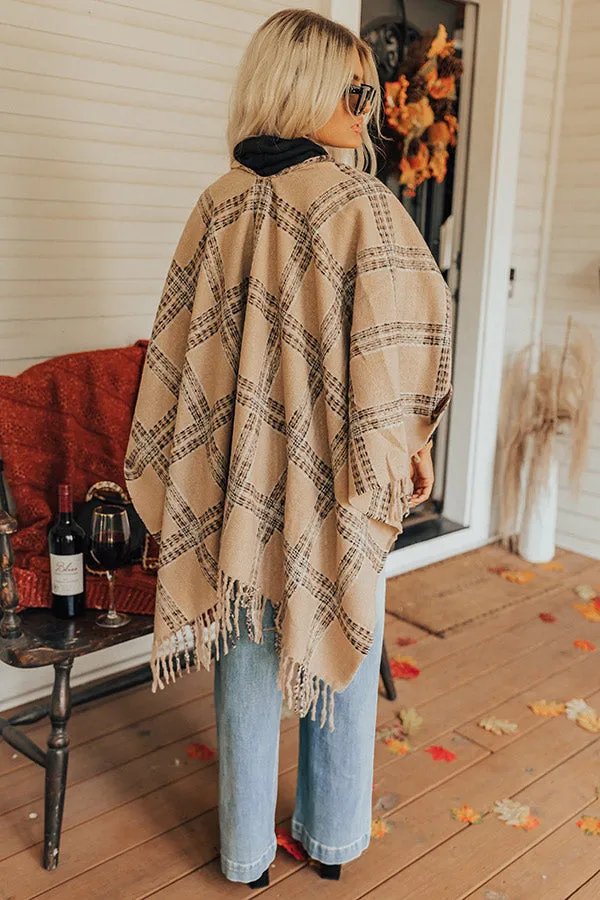 Cozy In Montauk Plaid Poncho