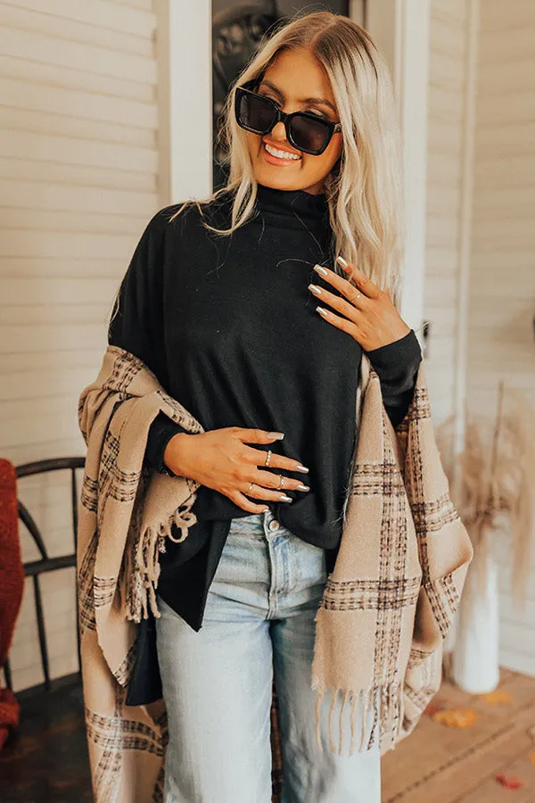 Cozy In Montauk Plaid Poncho