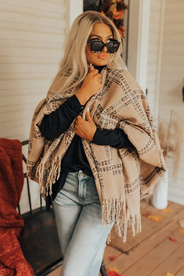 Cozy In Montauk Plaid Poncho