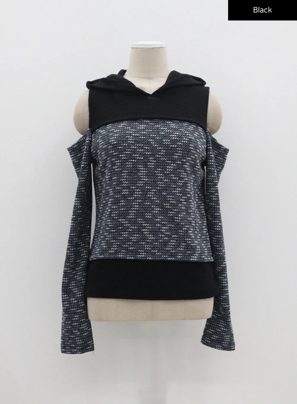 Cut Out Knit Hoodie BA310
