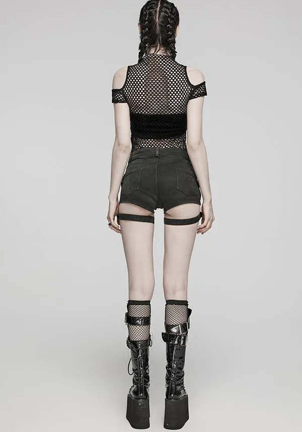 Dionisia Fishnet [Black] | COLD SHOULDER TOP