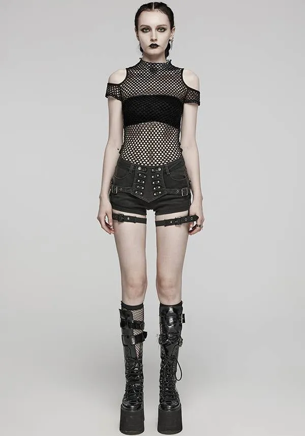 Dionisia Fishnet [Black] | COLD SHOULDER TOP