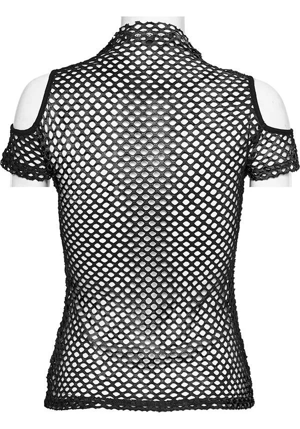 Dionisia Fishnet [Black] | COLD SHOULDER TOP