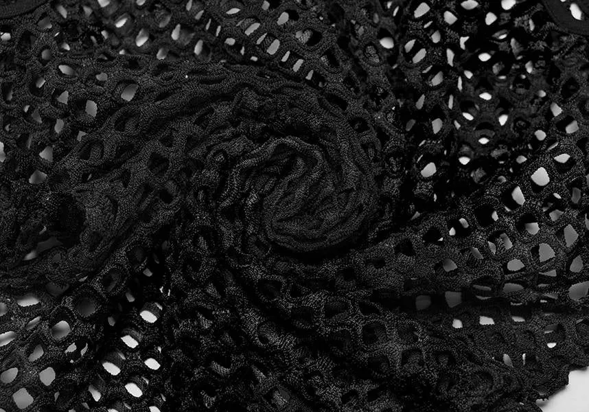 Dionisia Fishnet [Black] | COLD SHOULDER TOP