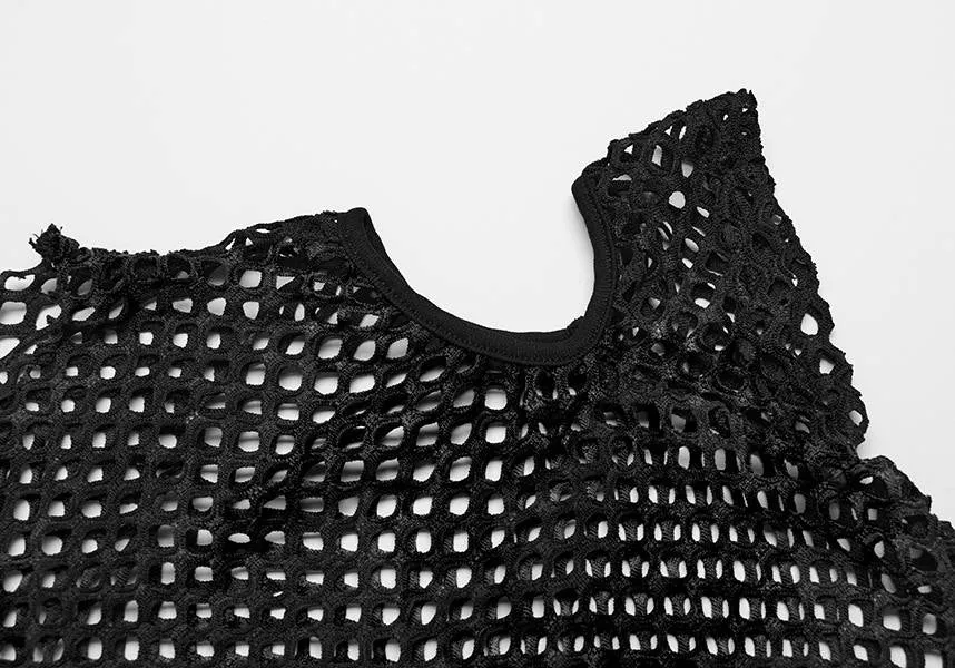 Dionisia Fishnet [Black] | COLD SHOULDER TOP
