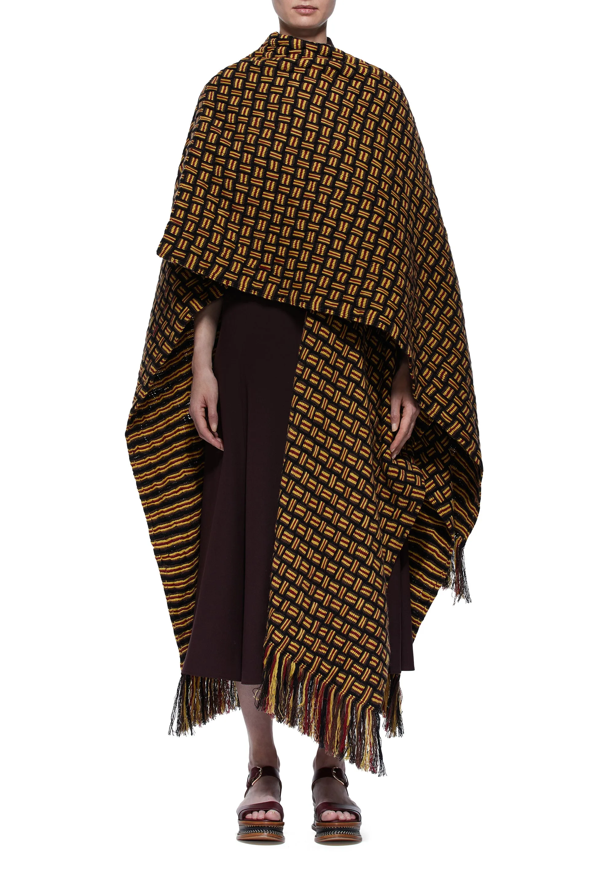 Gasly Rhuana Knit Poncho in Multi Wool