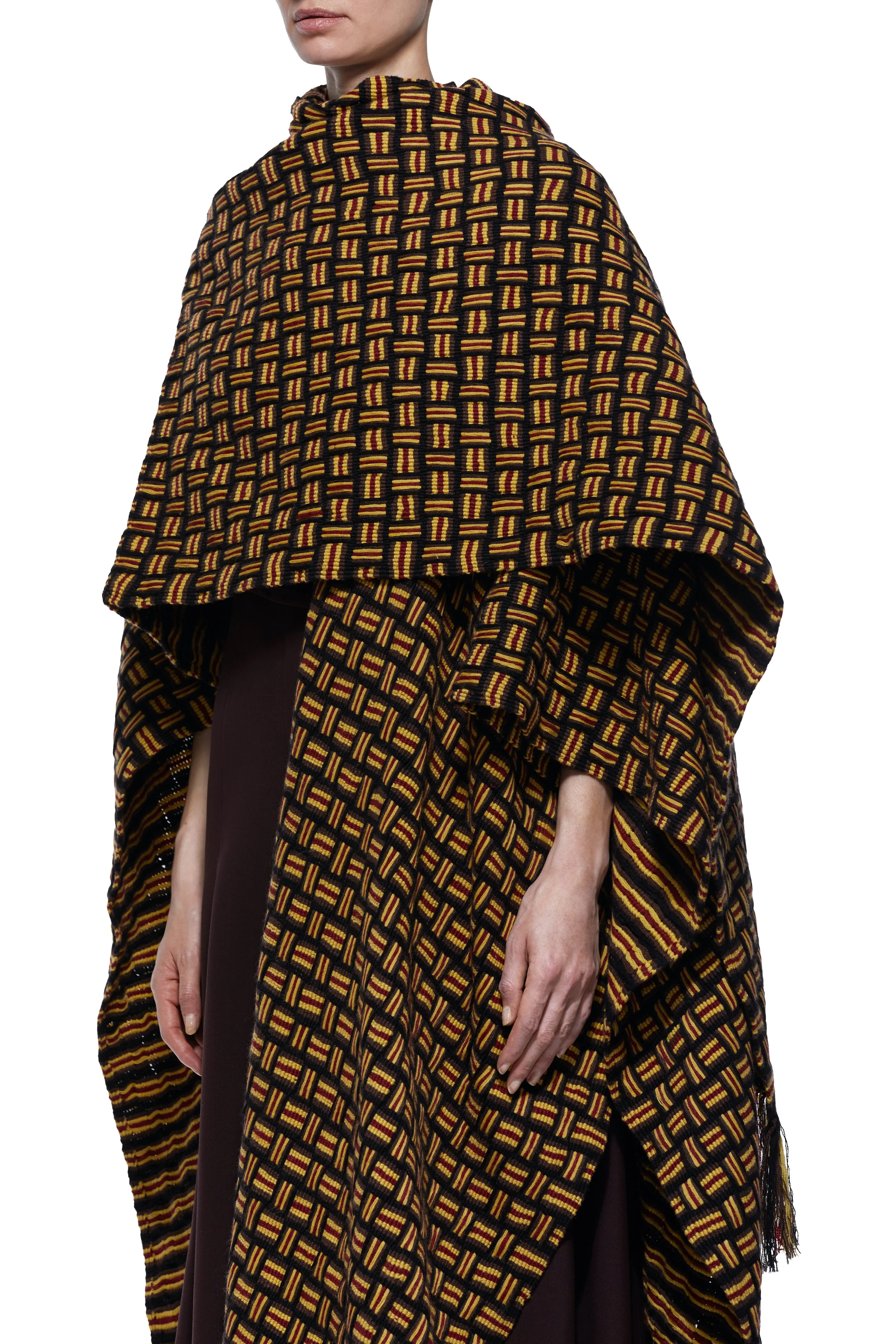 Gasly Rhuana Knit Poncho in Multi Wool