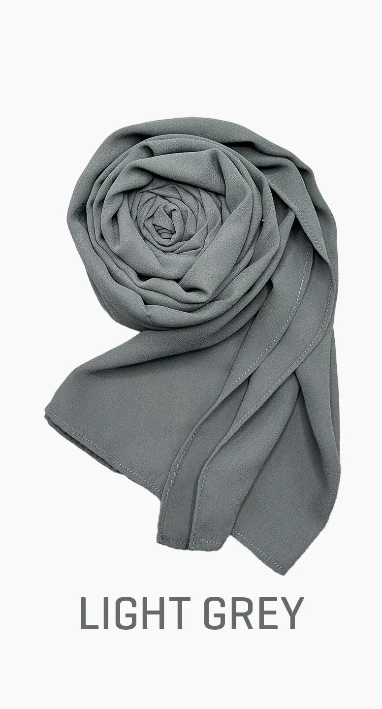 Georgette Long Lightweight Scarf - amiiraa