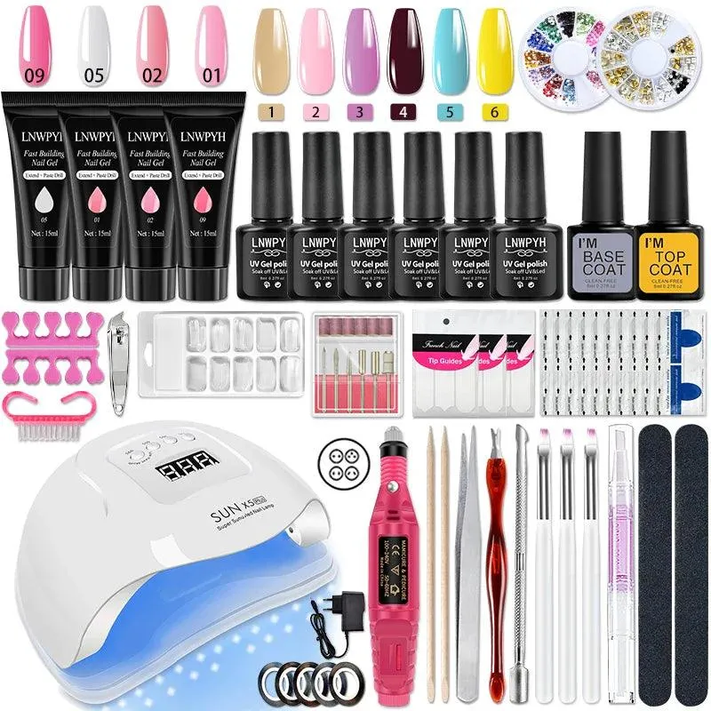 Glamorous Nail Art Kit with UV LED Lamp and Accessories