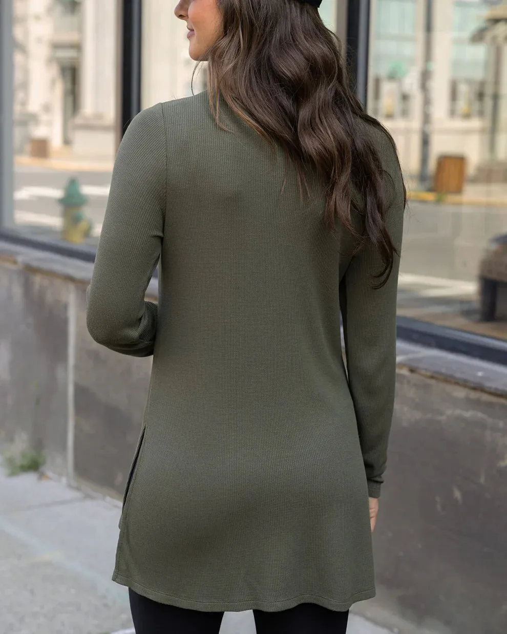 Grace & Lace Long Sleeve Tunic Tee - Olive