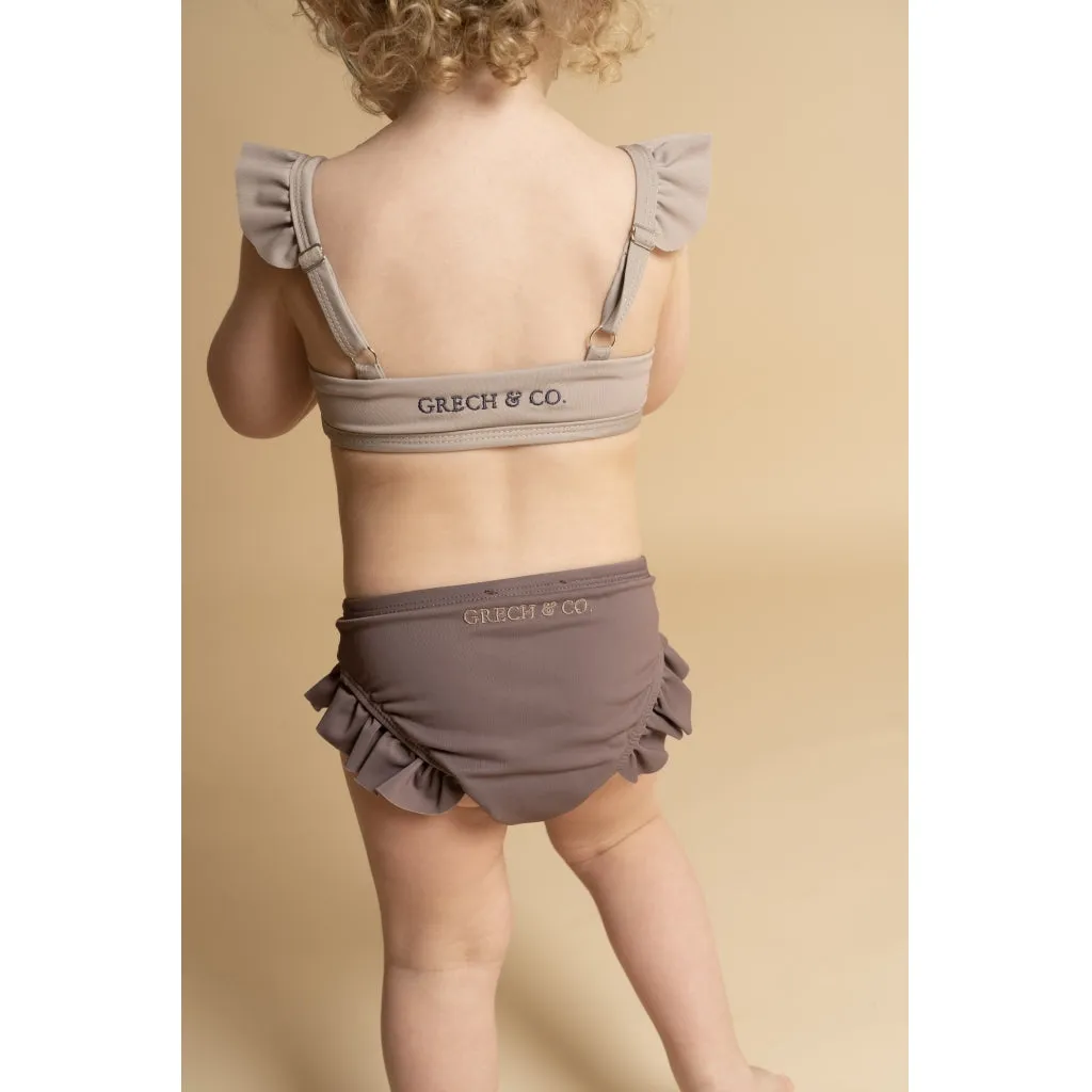 High Waist Bikini | UPF 50  Swimsuit Recycled - Creamy White   Fog