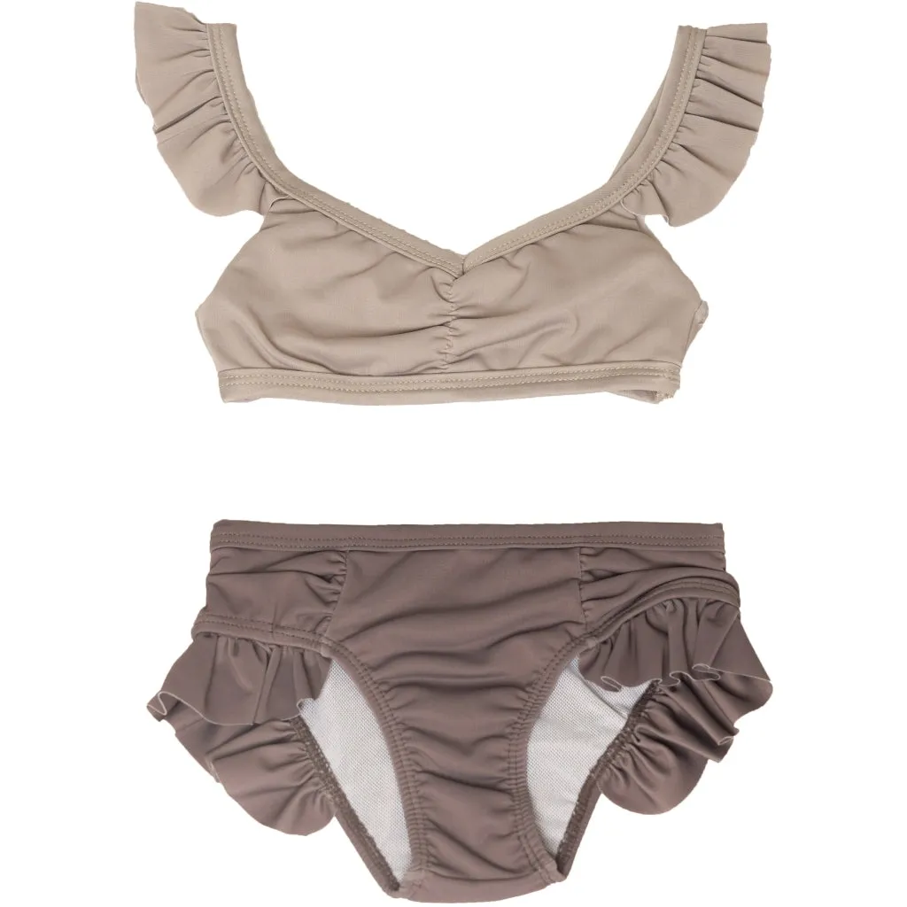High Waist Bikini | UPF 50  Swimsuit Recycled - Creamy White   Fog