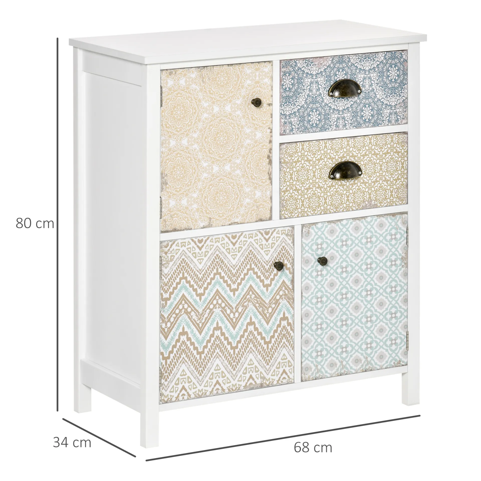 HOMCOM Shabby Chic Multi-Purpose Sideboard with Drawers - Perfect Storage Chest for Entryway, Living Room, Bedroom & Office