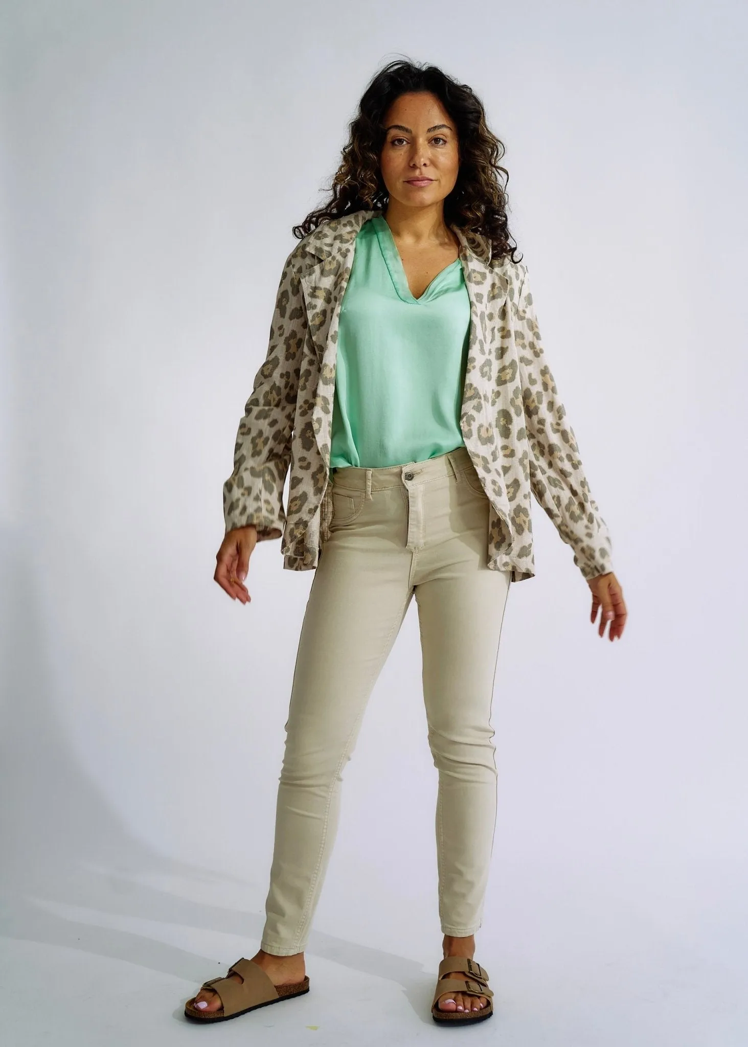 Italian Pure Linen Blazer in Leopard Print