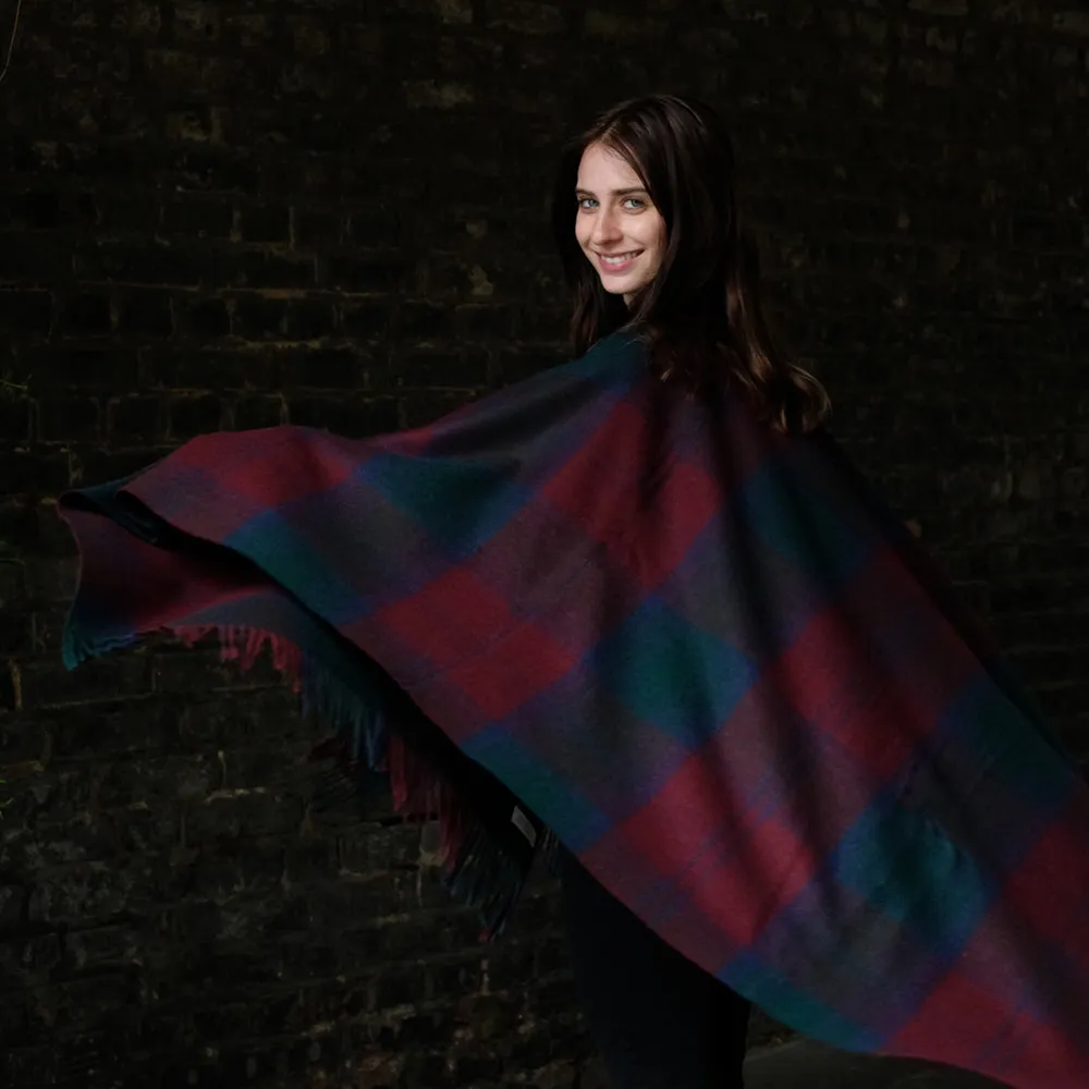 Lambswool Poncho in Lindsay Tartan