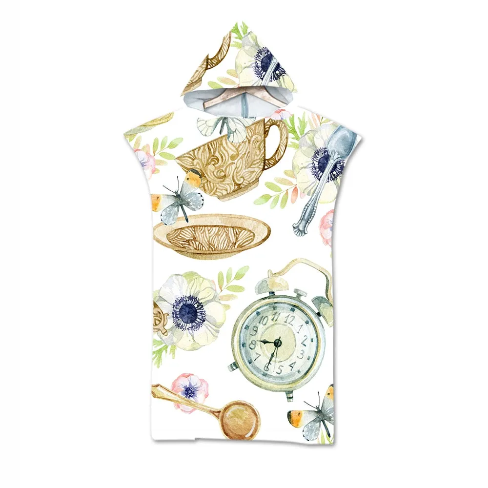 Leaves Print Microfiber Beach Towel Dress Hooded Robe Poncho Bath Towel For Adult Swim Beach Surf Bathrobe Beachwear de plage