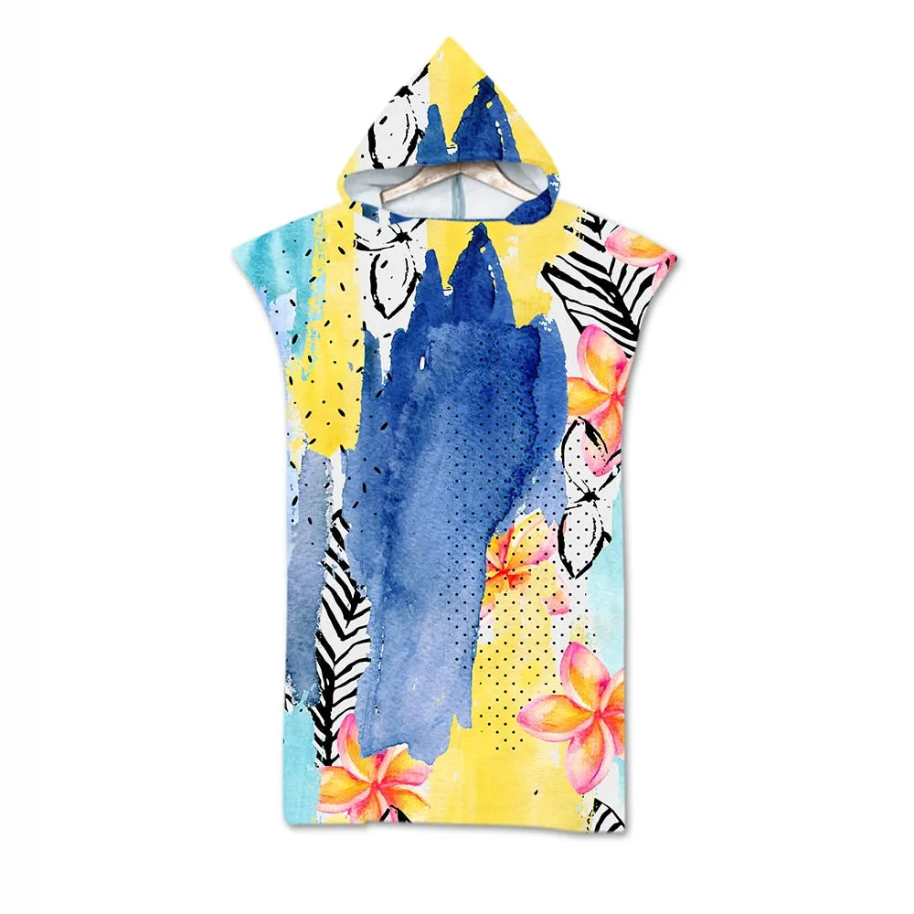 Leaves Print Microfiber Beach Towel Dress Hooded Robe Poncho Bath Towel For Adult Swim Beach Surf Bathrobe Beachwear de plage