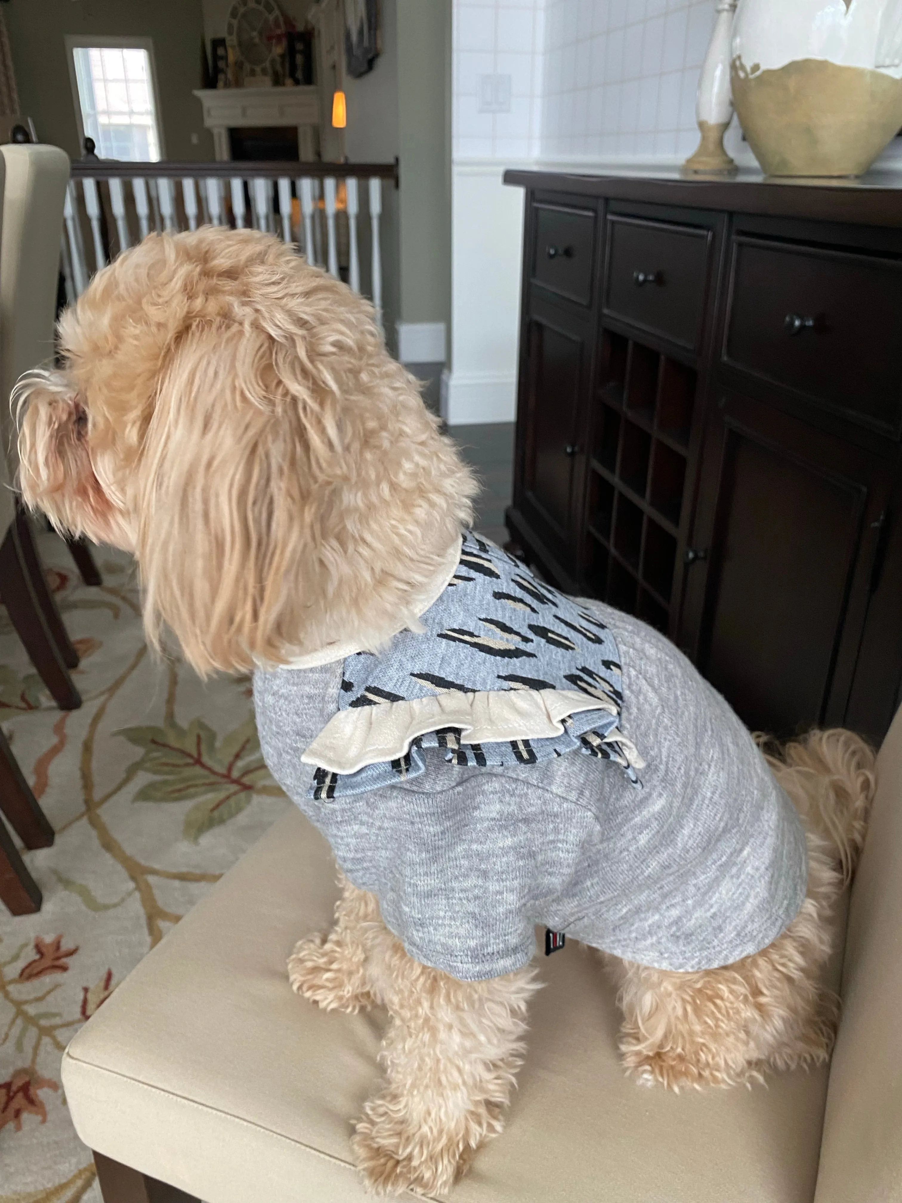 Leopard Knit  Ruffle Pup Top